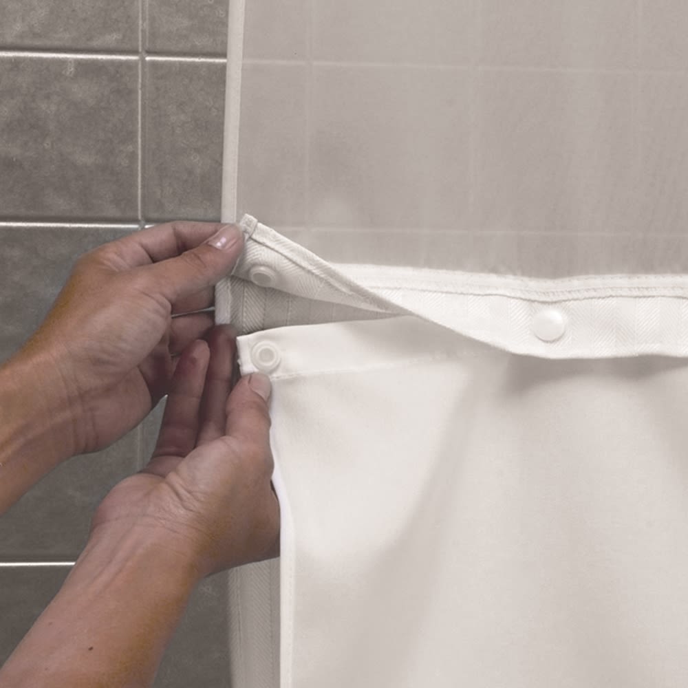 GuestSupply US | Hookless® It's A Snap! Shower Curtain Liner, Polyester, 70"x57 ", White